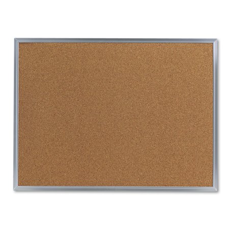 UNIVERSAL Bulletin Board, Natural Cork, 24 x 18, Satin-Finished Aluminum Frame 43612-UNV